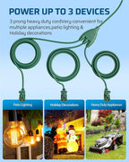 DEWENWILS Outdoor Extension Cord Multiple Outlets 45ft, Evenly Spaced 3 Outlets - Image 2