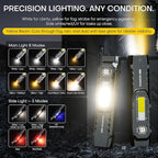 EDC Tactical Flashlight, Flat Flashlights Rechargeable, Dual-Switches LED Small - Image 2