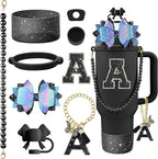 9PCS Black for Stanley Cup Accessories Set Bling Initials Bow Charms for by Unknown