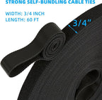 60 ft x 3/4 inch Hook and Loop Roll, Reusable Fastening Cable Ties, Office and - Image 2