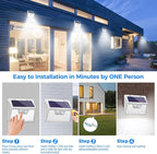 Peasur White Solar Lights Outdoor Waterproof, 3 Modes Security Wall Lights - Image 8