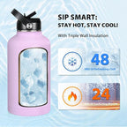 Insulated Water Bottle 64 oz, Triple Wall Vacuum Stainless Steel Water Bottles - Image 2