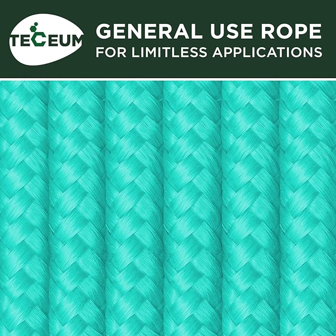 TECEUM Rope – 150 Feet x 1/4 Inch – Green Wave – Strong All-Purpose Utility - Image 9