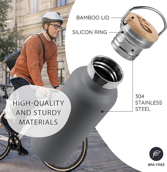 Bambaw 12 oz Stainless Steel Water Bottle, Insulated Water Bottle - Image 2