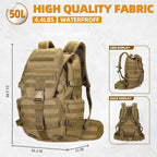 50L Military Tactical Backpack 3 Day Assault Pack Molle Daypack Hiking Backpack - Image 2