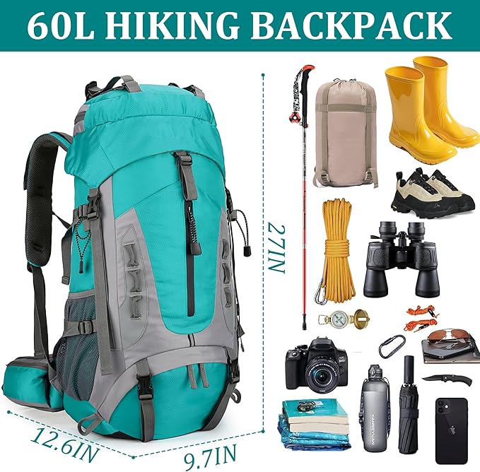 75L Hiking Backpack with Rain Cover Waterproof Camping Backpack Shoes Warehouse - Image 4