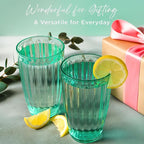 Kate Aspen Teal Fluted Plastic Drinking Glasses Set of 8, 21 oz, Acrylic - Image 5