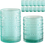 ZMOWIPDL Vintage Glassware Drinking Glasses Set of 12, Light Blue 12oz & 15oz by ZMOWIPDL