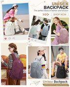 SEAFEW Beige School Backpack for Girls Women Waterproof High School Book Bag - Image 8