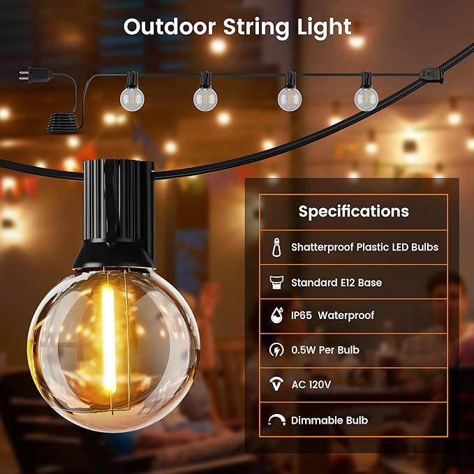 OHLUX Outdoor String Lights, 180FT LED Patio Lights - Image 5