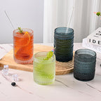 ZMOWIPDL Vintage Glassware Drinking Glasses Set of 12, Embossed Water Tumbler - Image 6