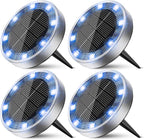Peasur Mini Solar Ground Lights Outdoor, 4 Pack Flat Solar Powered Disc Lights by Peasur
