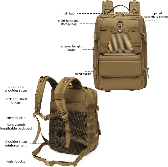 aiGear 50L Military Tactical Backpack 3 Days Assault Pack Large Day Backpack - Image 4