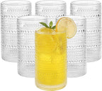 Vintage Hobnail Drinking Glasses Set of 6, 16 oz Large Capacity Embossed Clear by Unknown
