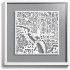 Washington D.C.s Cut Map framed by O3 Design Studio, 18x18 inches, paper by O3DESIGNSTUDIO