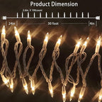 HISHINY Christmas Lights 100 Count Mini Clear Lights 32ft White Wire Christmas - Image 2