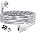 16 Gauge Braided Extension Cord 10 FT, 16/3 Flat Plug Power Cord Indoor by Seeklyze