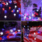 Joomer 4th of July Red White Blue Solar String Lights, 39FT 60LED Waterproof - Image 6