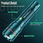 RECHOO Rechargeable Flashlight 2 Pack, Bright Military Grade Torch Light High - Image 3