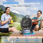 Portable Fan Rechargeable, 20000mAh Cordless Battery Powered Camping Fan - Image 2