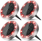 Peasur Mini Solar Ground Lights Outdoor, 4 Pack Flat Solar Powered Disc Lights by Peasur