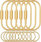 Tiezzi 6 Pack Gold Carabiner Key Ring Clip, Premium Brass Screw Locking by Unknown