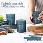 YOUBET 24PCS Plastic Hobnail Drinking Glasses - 14 Oz Blue Vintage Glasses - Image 3