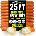 25ft Outdoor/Indoor Extension Cord 10/3 Gauge Ultra Heavy Duty 3 Prong SJTW by LifeSupplyUSA