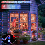 JMEXSUSS 2 Pack Red White and Blue Solar Lights, Each 100 LED 33FT Solar Fairy - Image 2