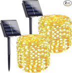 Extra-Long Solar String Lights for Outside, 2 Pack 200LED Solar Fairy Lights by SANJICHA