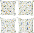 Ambesonne Flower Decorative Throw Pillow Case Pack of 4, Wild Flowers Poppies by Ambesonne