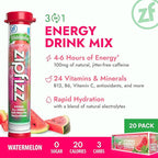 Zipfizz Daily Energy Drink Powder, Watermelon, 20 Pack | 3-in-1 Sustained Energy - Image 3