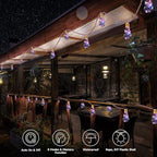 Solar Outdoor String Lights, 20Ft Vintage Rope Hemp Solar Patio Lights - Image 2