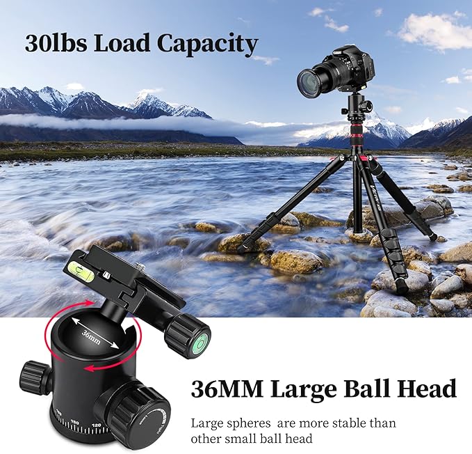 Professional Tripod for Camera, Victiv 81 inch Aluminium Compact Travel Camera - Image 3
