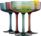 Khen Shatterproof Acrylic Ribbed Vintage Art Deco Martini, Champagne & Cocktail by Khen