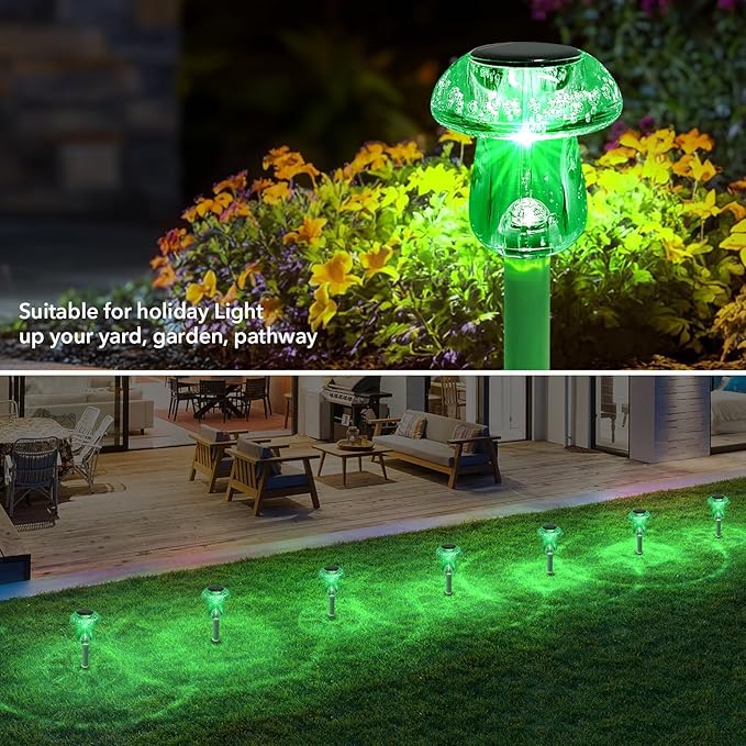 Benany Solar Lights Outdoor, St Patricks Day 16 Pack Mushroom Landscape Lights - Image 4
