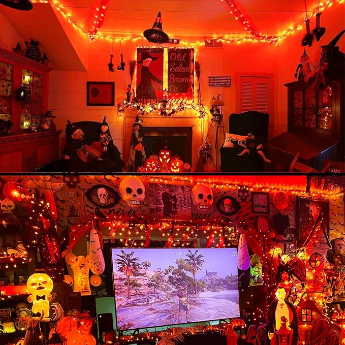 JMEXSUSS 200 LED Orange Halloween Lights Outdoor, 66ft Connectable Halloween - Image 9