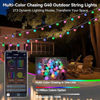 Smart Outdoor String Lights 65.6Ft, RGB IC Color Changing LED Patio Light IP67 - Image 2