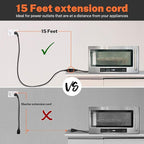 FIRMERST 1875W 15 Feet Extension Cord 14 AWG 15A Flat Plug Black - Image 3
