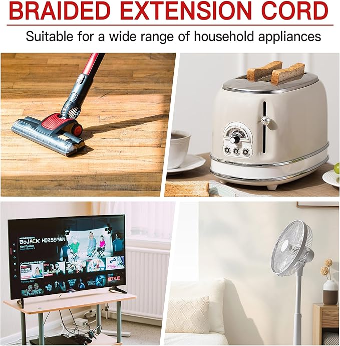 16/3 Braided Extension Cord 6 FT, Braided Extension Cord Flexible & Durable - Image 7