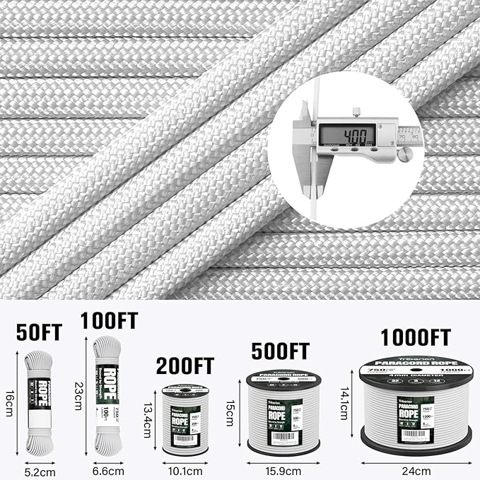 Paracord Rope 750 lb - 200ft 5/32" Parachute Cord 4MM 12-Strand para Cord - - Image 5