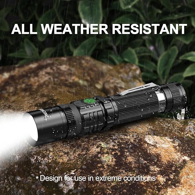 RECHOO Flashlights USB Rechargeable 2 Pack Double Switch S3000L LED Tactical - Image 6