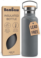 Bambaw Stainless Steel Water Bottle, 32 oz Water Bottles Insulated, by Bambaw