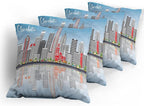 Ambesonne North Carolina Throw Pillow Cushion Case Pack of 4, Charlotte Skyline - Image 5