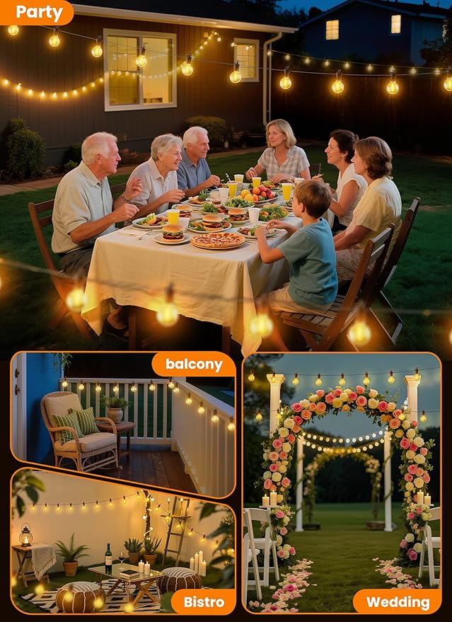 Outdoor String Patio Lights, 50FT 50 LED Patio Lights Waterproof, Connectable - Image 5