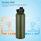 VEGOND 40 oz Insulated Water Bottle Bulk Stainless Steel Metal Water Bottles - Image 3