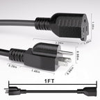 12 Pack Short Extension Cord 1 Foot Black, 16/3 Gauge Indoor Power Extension - Image 2