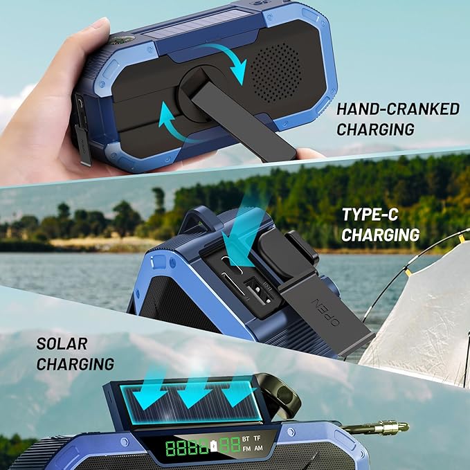 Emergency Radio Waterproof Bluetooth Speaker, Portable AM FM Radio - Image 8