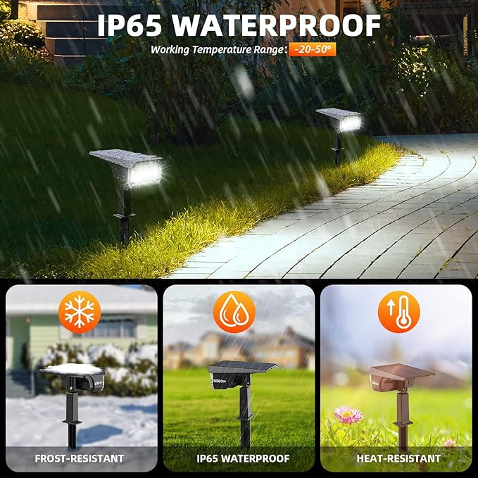 LEREKAM Solar Spot Lights Outdoor, 40 LEDs Solar Outdoor Waterproof Landscape - Image 2