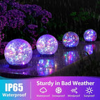 ASOMST 2-Pack Garden Solar Lights Outdoor, Colored Cracked Glass Ball Light - Image 2